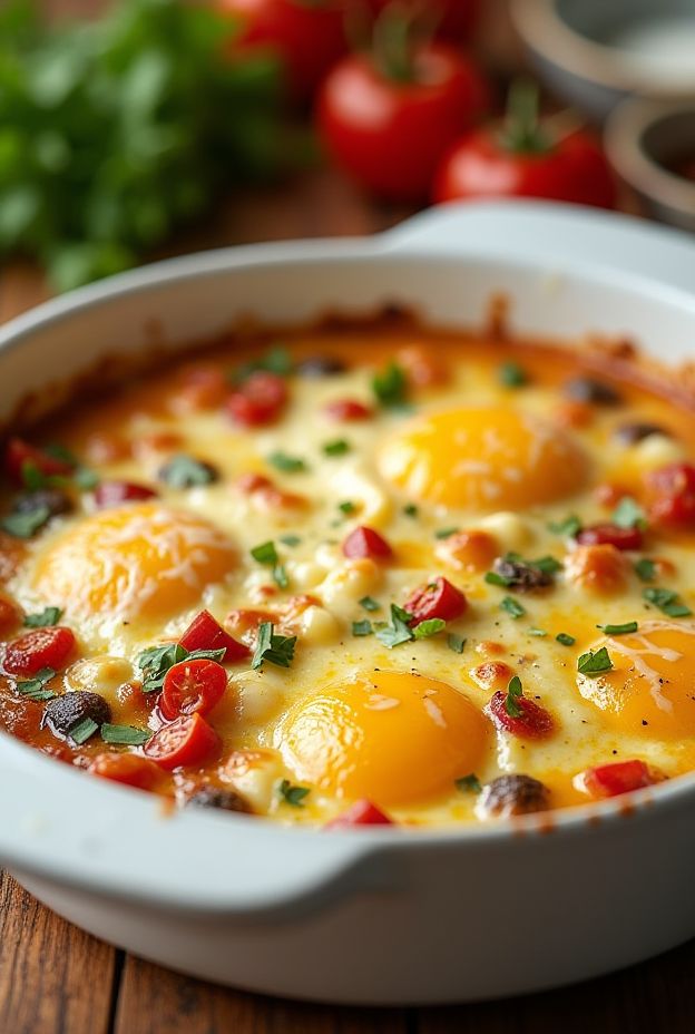 Crockpot Breakfast Egg Casserole with Tomatoes and Veggies, a healthy, easy breakfast dish.