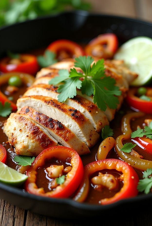 Cilantro Lime Chicken Fajita Mix served in a slow cooker with fresh cilantro and vibrant bell peppers