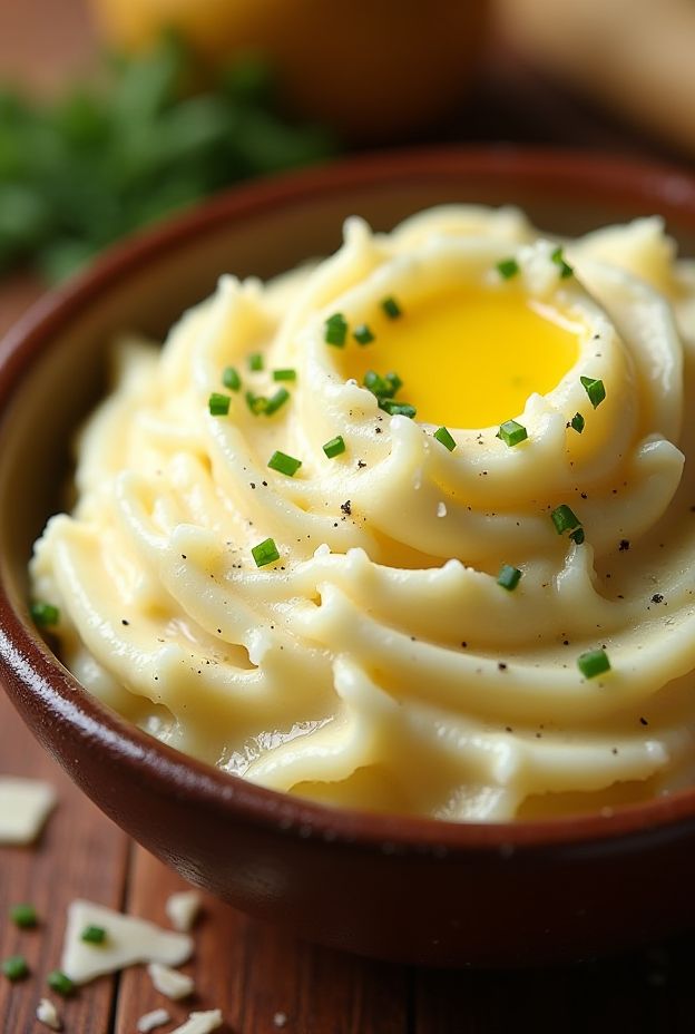 Creamy Garlic Parmesan Mashed Potatoes, smooth and rich, perfect side dish for any meal.