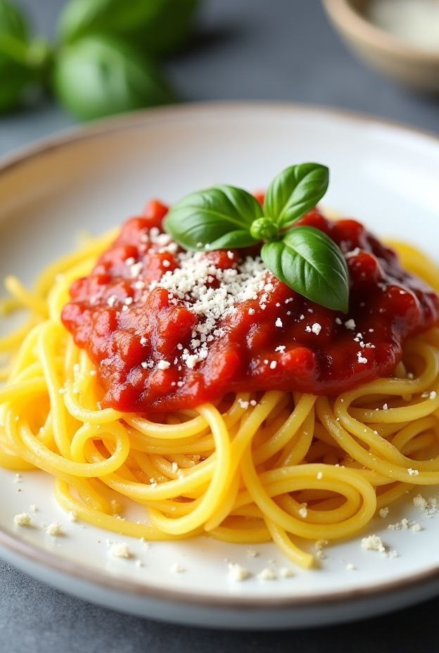 Healthy Crockpot Spaghetti Squash topped with Tomato Basil Sauce, perfect for dinners.