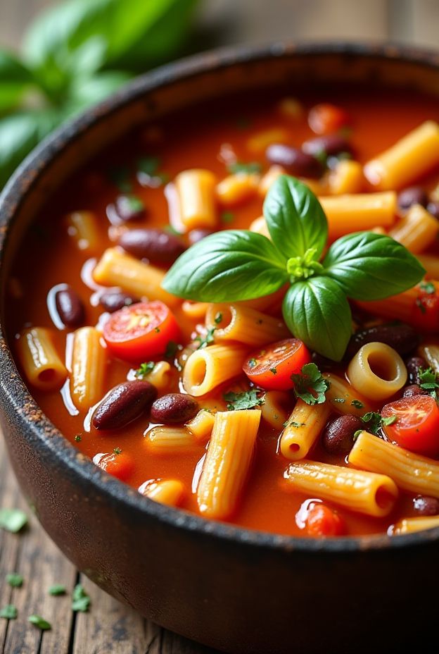 Hearty Vegetable Minestrone Soup in a Crockpot featuring vibrant vegetables and pasta for a nutritious meal.