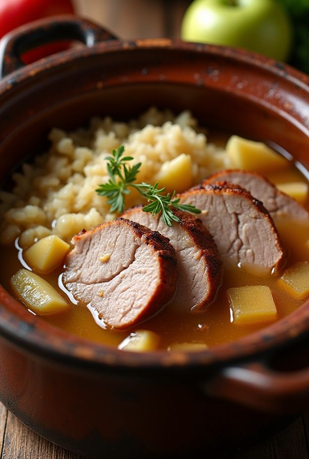 Country-Style Pork & Sauerkraut with apples for a comforting, hearty meal with rich flavors.