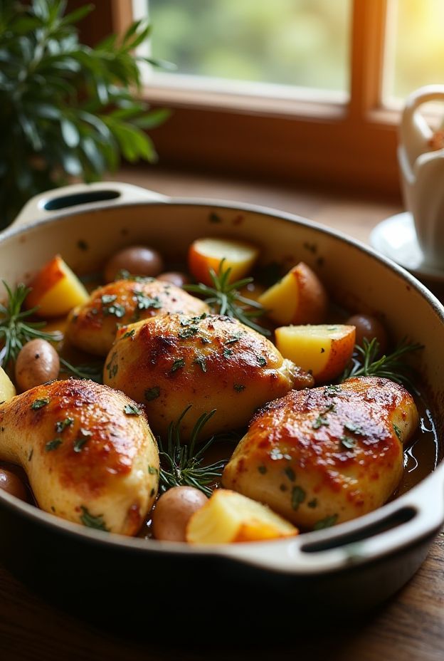 Crockpot Tuscan Garlic & Herb Chicken Drumsticks with potatoes and herbs, simple Italian-style meal.
