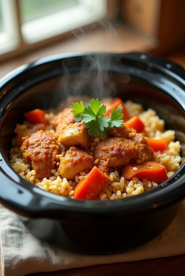 Crockpot Cajun Chicken and Rice Bowl with vibrant ingredients and flavor-packed spices.