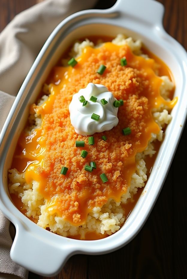 Creamy Cheesy Hashbrown Funeral Potatoes with crispy cornflake topping, perfect for gatherings and comforting meals.