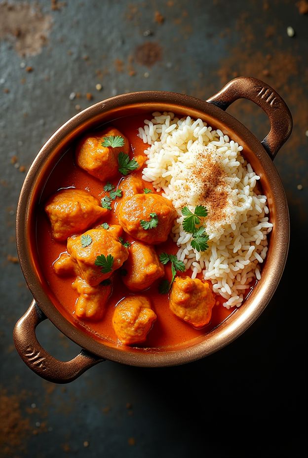 Crockpot Chicken Tikka Masala with Rice - Indian-spiced chicken in creamy tomato sauce.