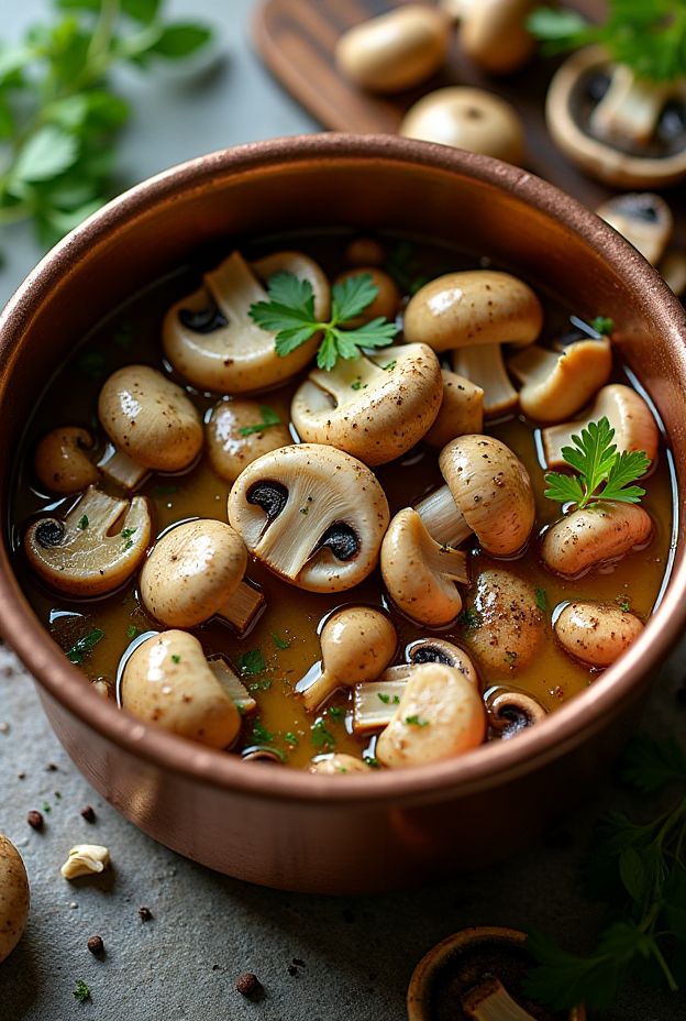 Crockpot Garlic Butter Mushroom Medley featuring assorted mushrooms in a flavorful garlic butter sauce.